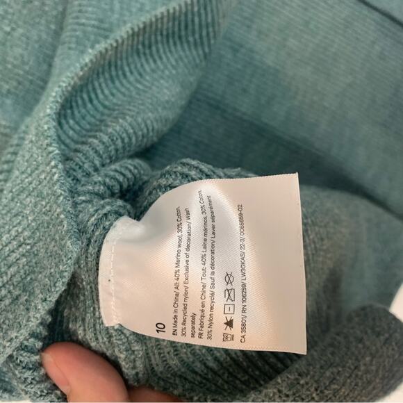 Lululemon womens size 10 merino wool sweater green knit pullover crew neck tide - Picture 9 of 10